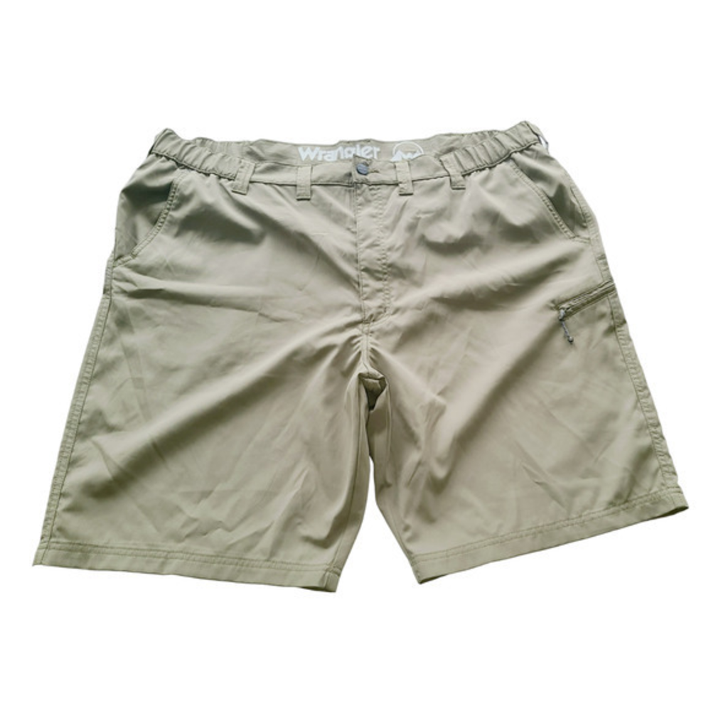Wrangler Mens Outdoor Series Cargo Shorts Khaki Tan Size 44 Elastic Waist